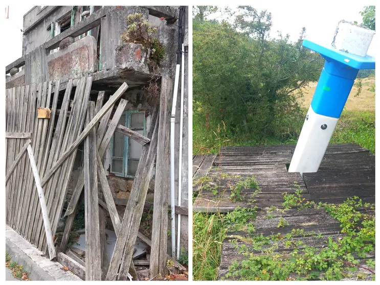Vivenda en ru&iacute;nas na praza de Quint&aacute;ns, e ducha danada na praia de Area Maior